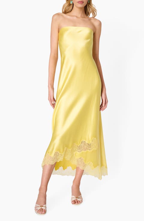 Alexandria Strapless Lace Hem Midi Dress