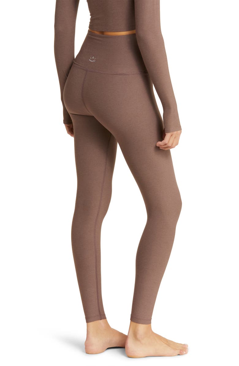 Beyond Yoga At Your Leisure Space Dye High Waist Midi Leggings, Alternate, color, Truffle Heather