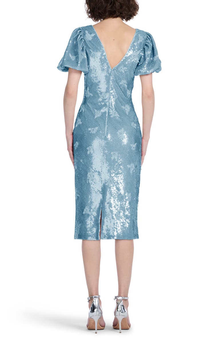 EMILY SHALANT Stretch Sequin Floral Cocktail Midi Dress, Alternate, color, 