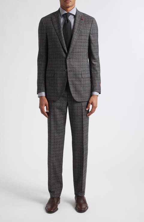 Brown & Grey Check Wool Suit