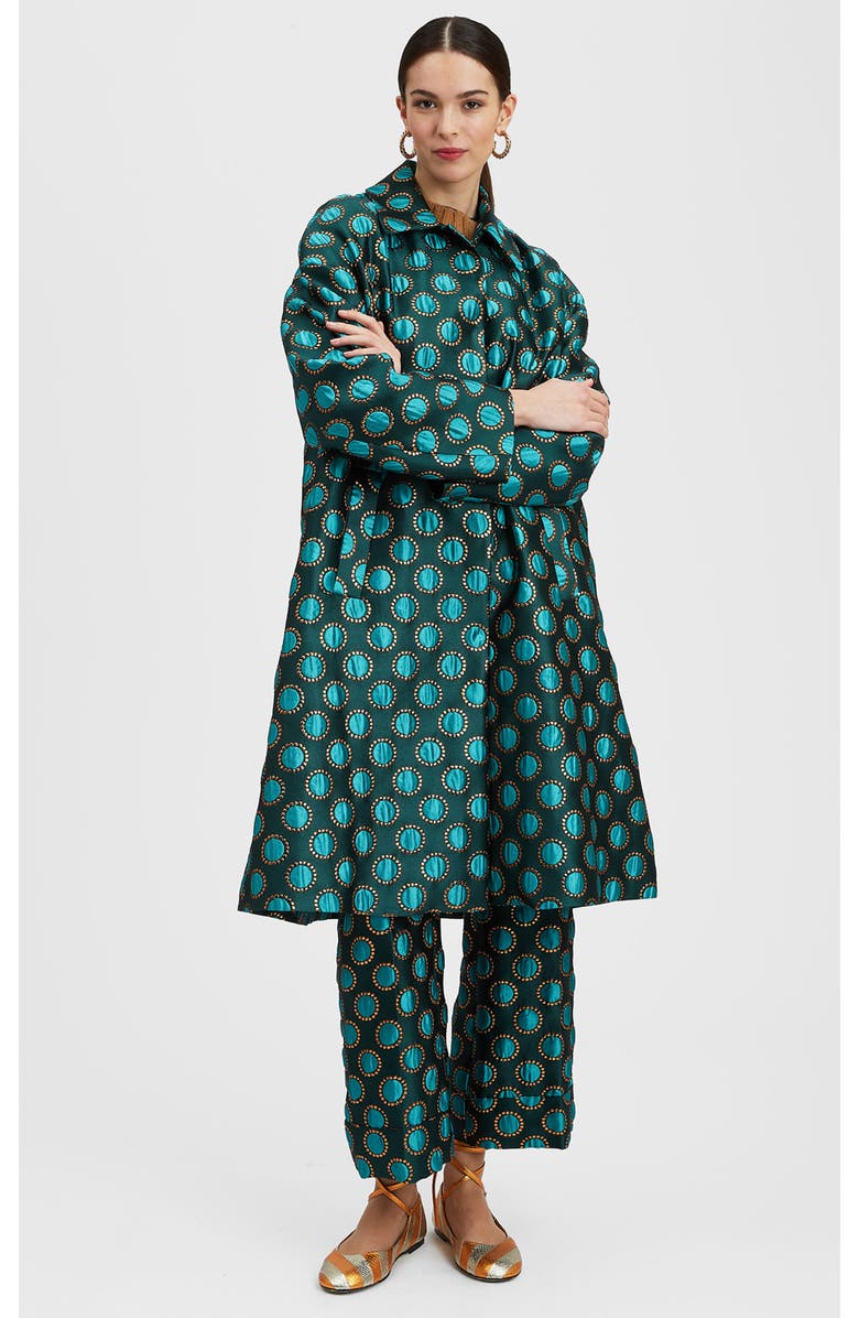 La DoubleJ Boxy Coat, Main, color, Jacquard Winter Sun Emerald