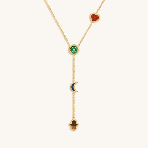 Celestial Wisdom Multi-Symbol & Multi-Gemstone Necklace