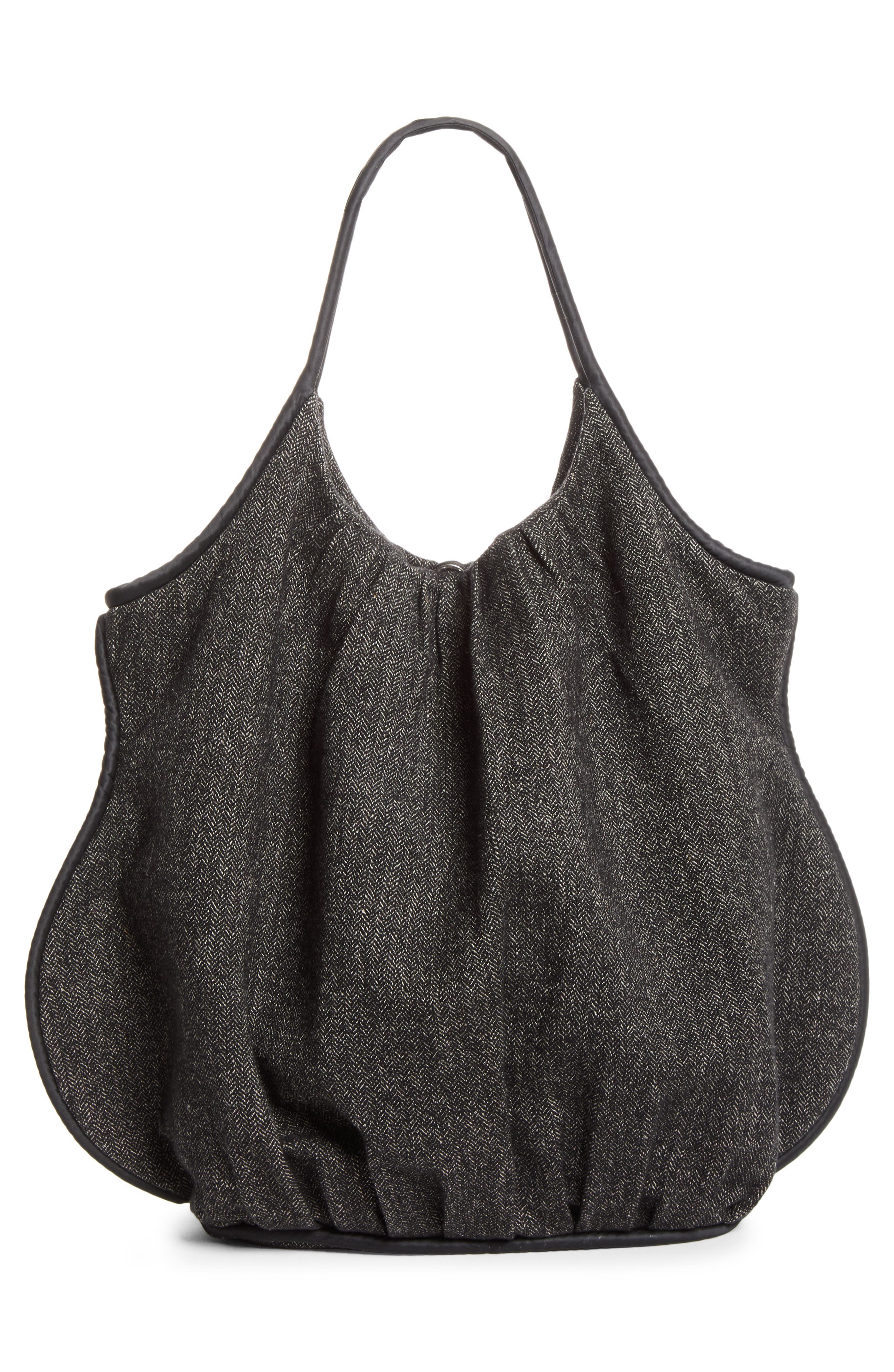 Pleated Sculpted Linen & Wool Blend Tote, Alternate, color, WOOL-100
