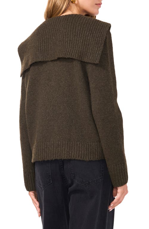 1.state Foldover Collar Cardigan In Green