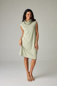 eavolu Kakadu Eco-Luxe Rib Sleeveless Funnel Neck Tunic/Dress - Ultra-Luxe Flow
