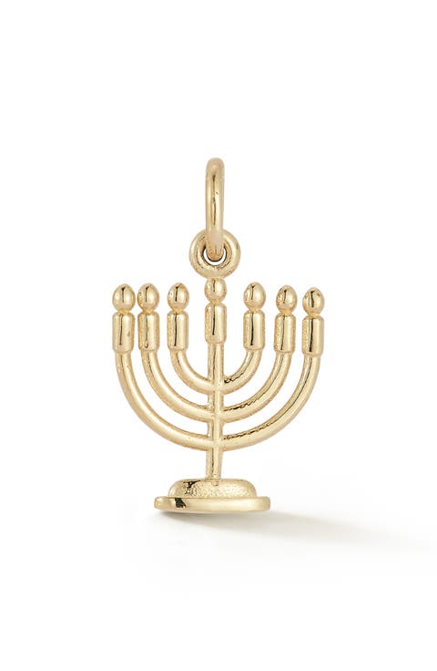 14K Gold Menorah Charm