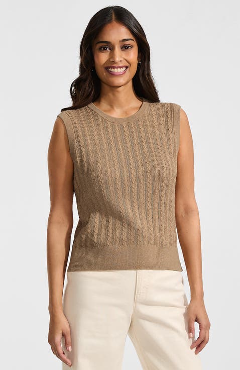 Cotton Pointelle Shell Sweater