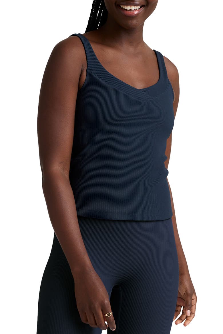 Impulse Ribbed Classic Performance Tank, Alternate, color, NOCTURNAL NAVY