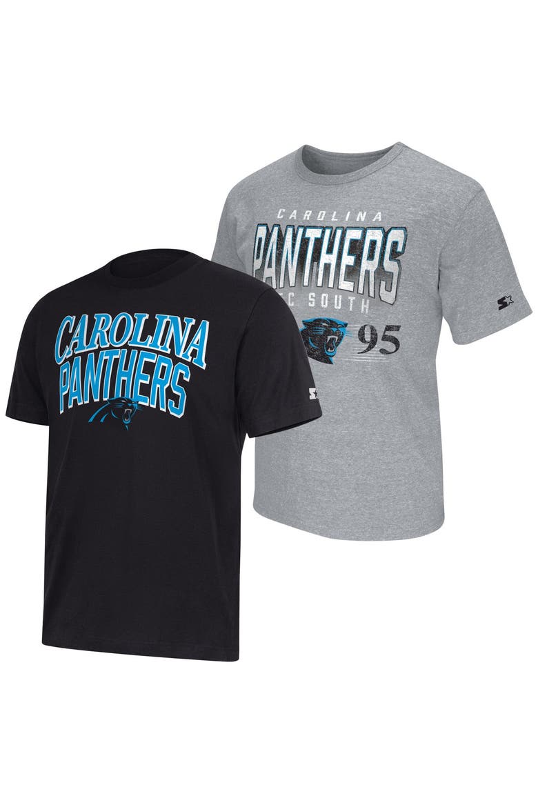 Men's Starter  Black/Gray Carolina Panthers Two-Pack Logo T-Shirt Set, Main, color, Black