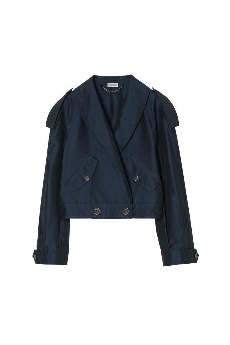 Cropped Silk Withington Jacket, Alternate, color, Navy