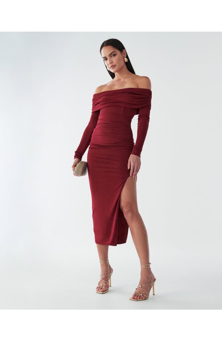 BWLDR Piedra Midi Dress, Alternate, color, Burgundy