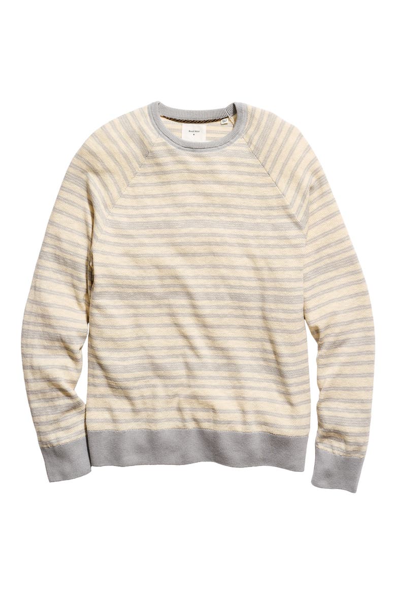 Stripe Crewneck Cotton Sweater, Alternate, color, TINTED WHITE/ CARBON BLUE