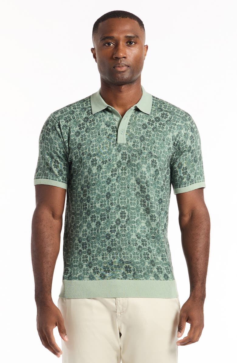 Robert Graham Johnny Collar Cotton Knit Polo, Alternate, color, Sage