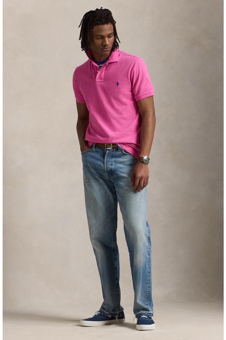 The Iconic Solid Pink Cotton Piqué Polo, Alternate, color, PEONY/ C7331