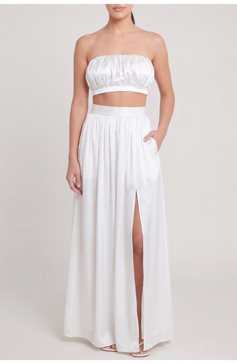 nuaje nuaje Isabelle Cotton Silk Maxi Skirt, Main, color, White