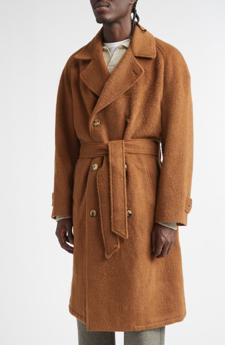 De Bonne Facture Grandad Wool Blend Coat, Alternate, color, Pecan