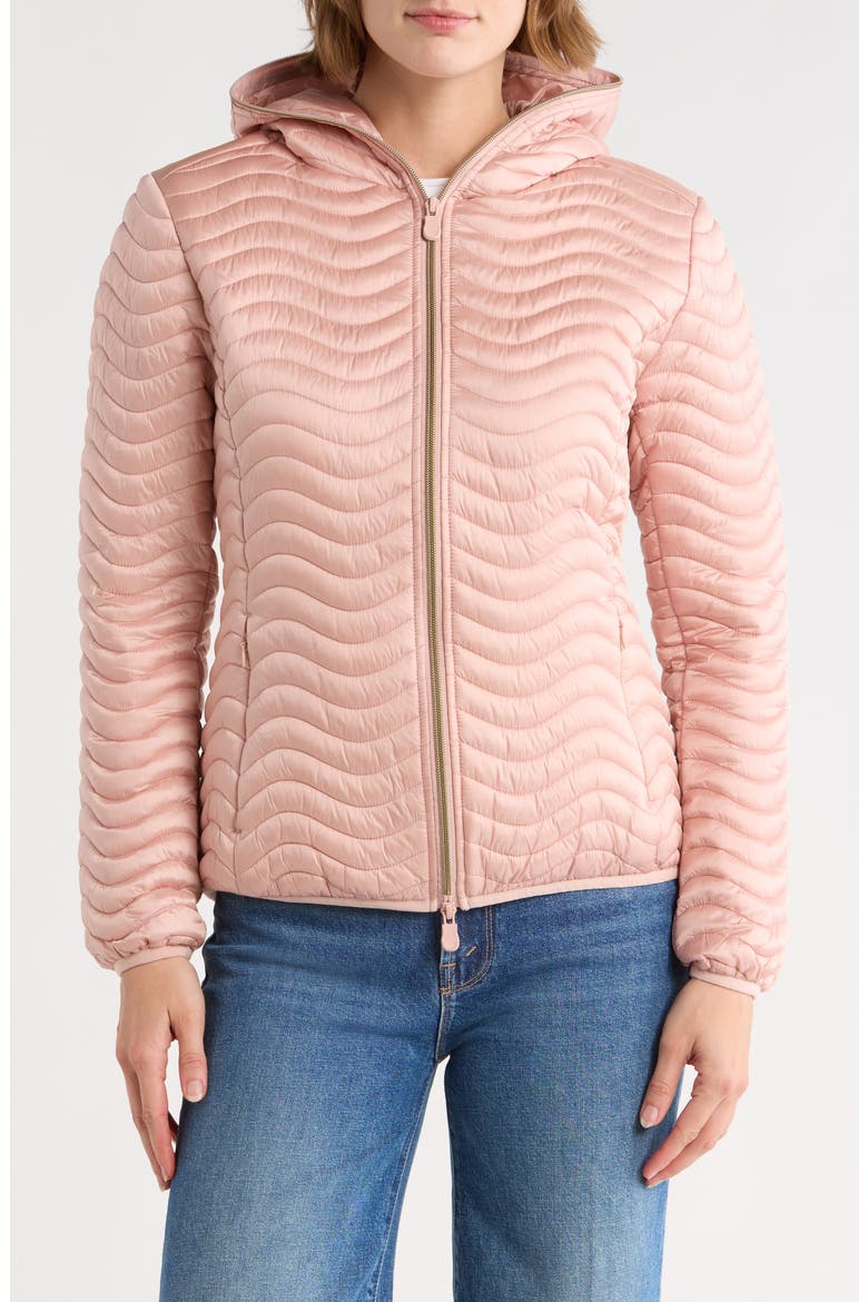 Jinnie Hooded Wavy Quilted Jacket, Main, color, BABY PINK
