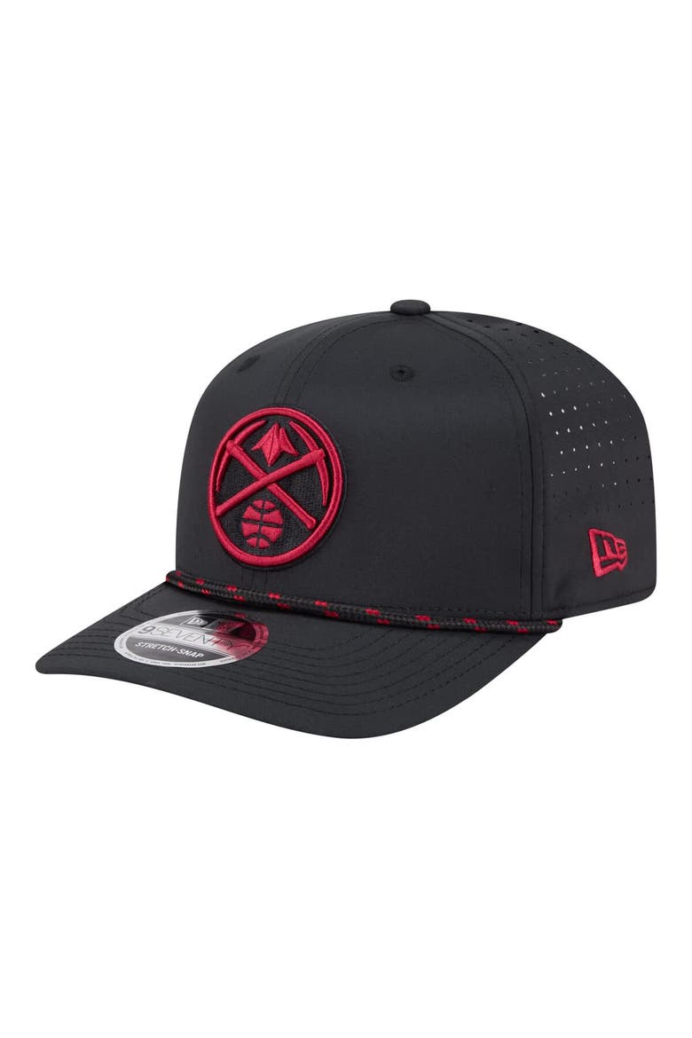 Men's New Era Black Denver Nuggets Sport Rope Vented Stretch-Snap 9SEVENTY Hat, Main, color, Black