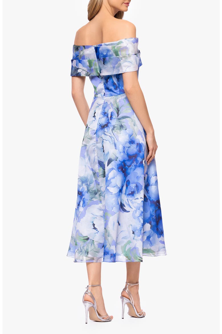 Floral Print Organza Party Dress, Alternate, color, BLUE/ MULTI