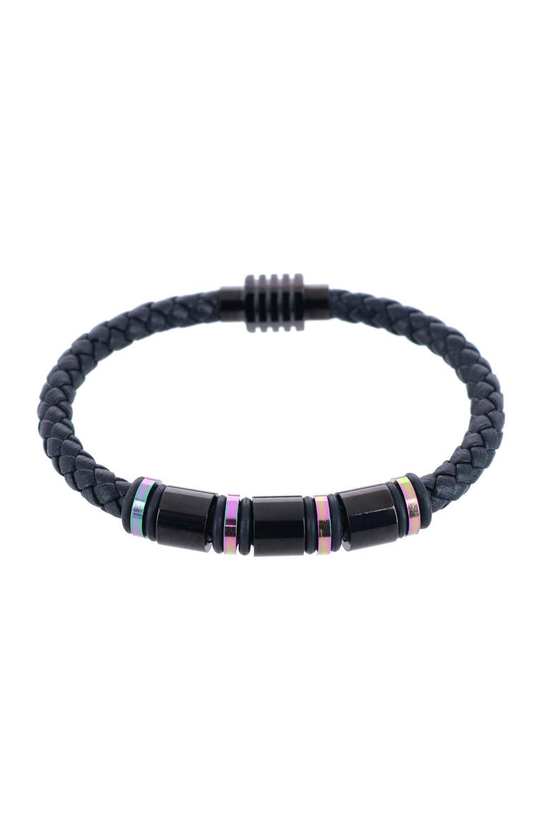 Subtle Color Magnetic Secure Clasp Leather Bracelet, Main, color, Subtle Color