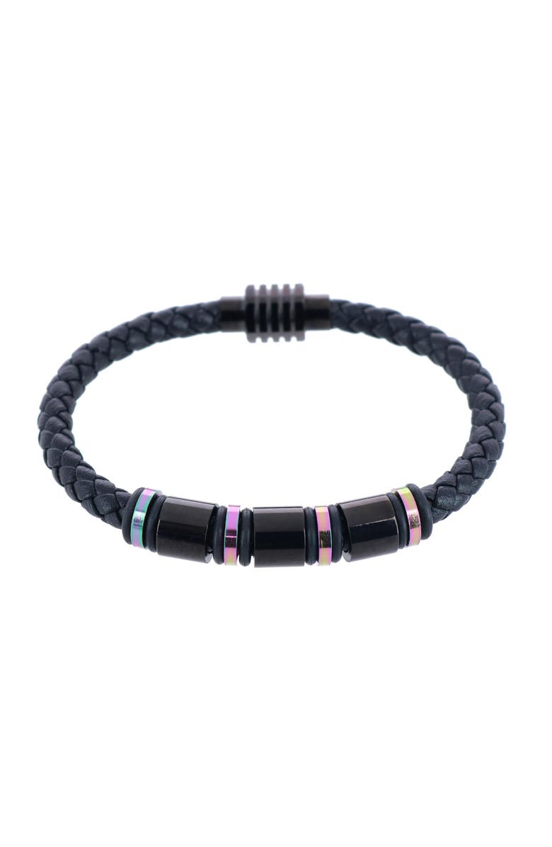 Trafalgar Subtle Color Magnetic Secure Clasp Leather Bracelet, Main, color,