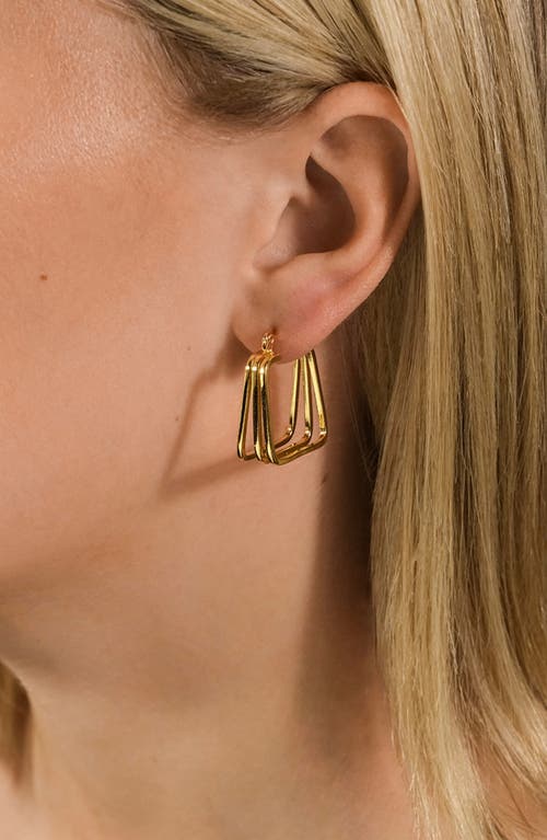 Sterling Forever Belinda Layered Square Hoop Earrings In Gold
