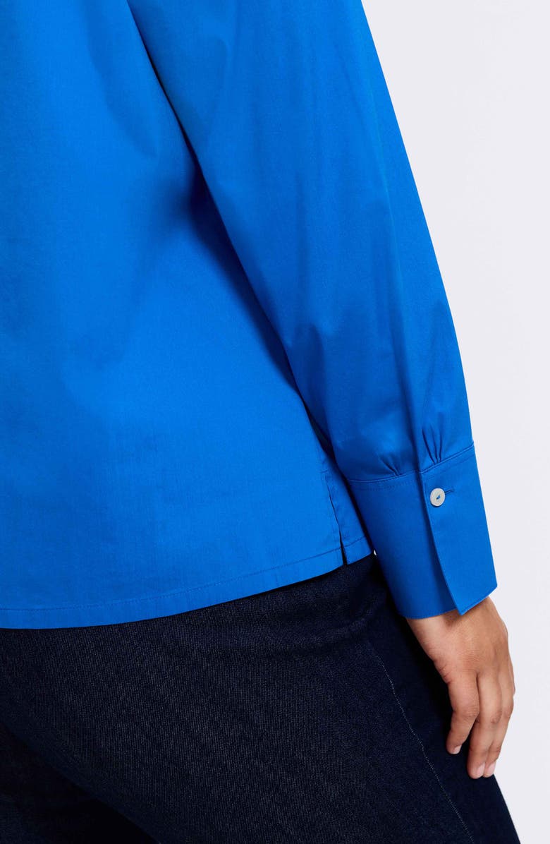Foxcroft Bella Solid Popover Top, Alternate, color, Cobalt Blue