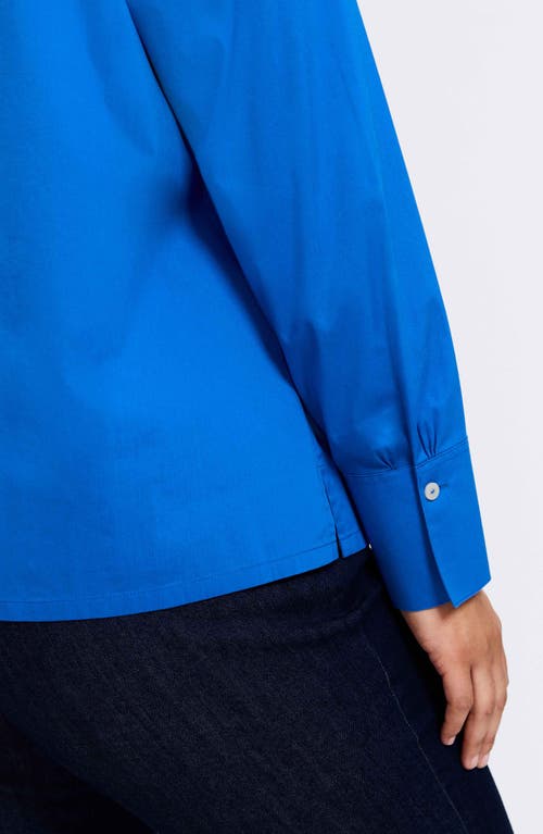 Foxcroft Bella Solid Popover Top In Cobalt Blue