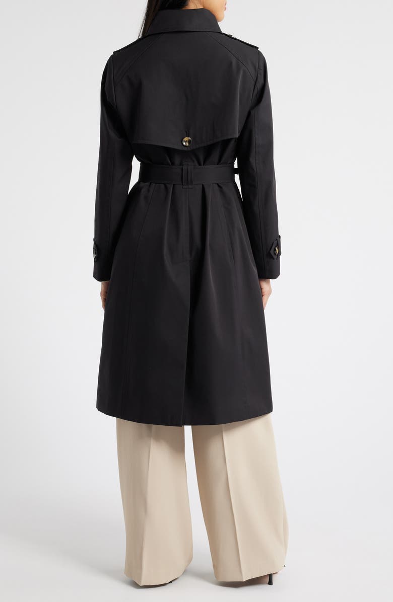 London Fog Double Breasted Trench Coat, Alternate, color, Black