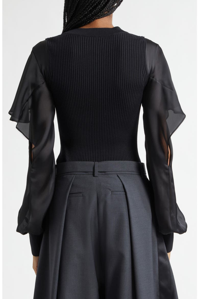 Satin x Cotton Knit Pullover, Alternate, color, BLACK