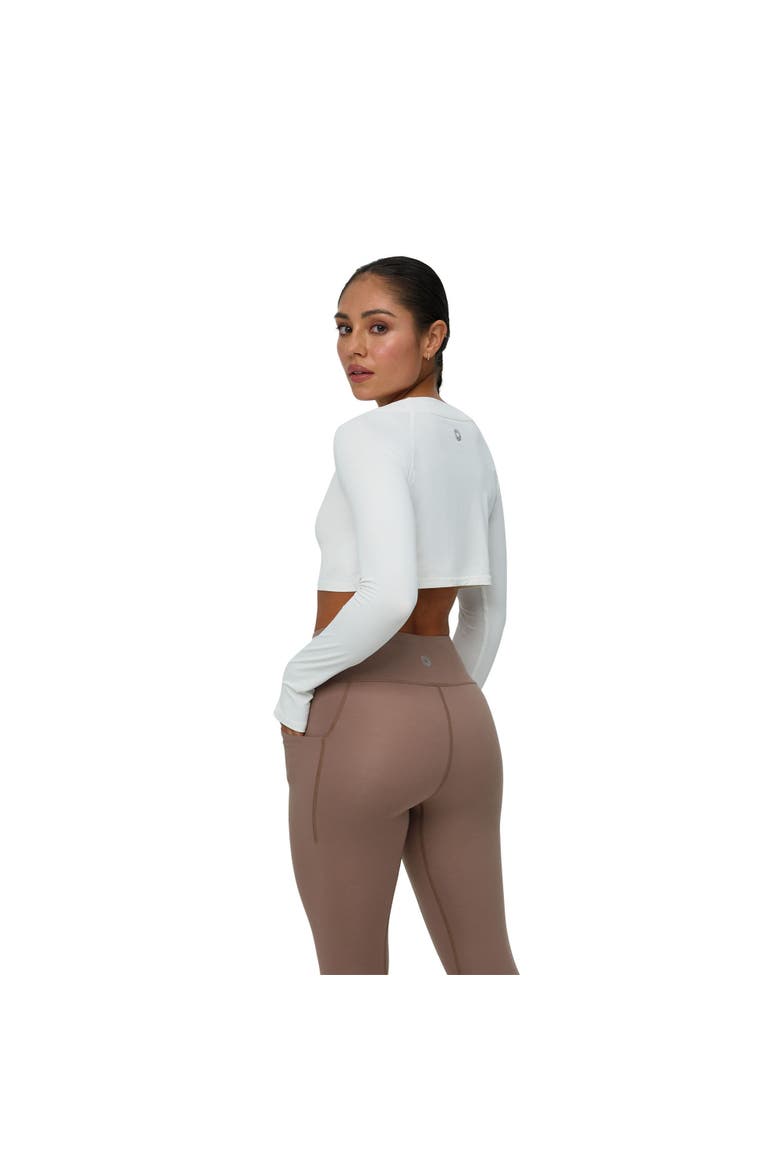 Women's Long Sleeve Crop Top Shirt for Sun and UV Protection, Alternate, color, White