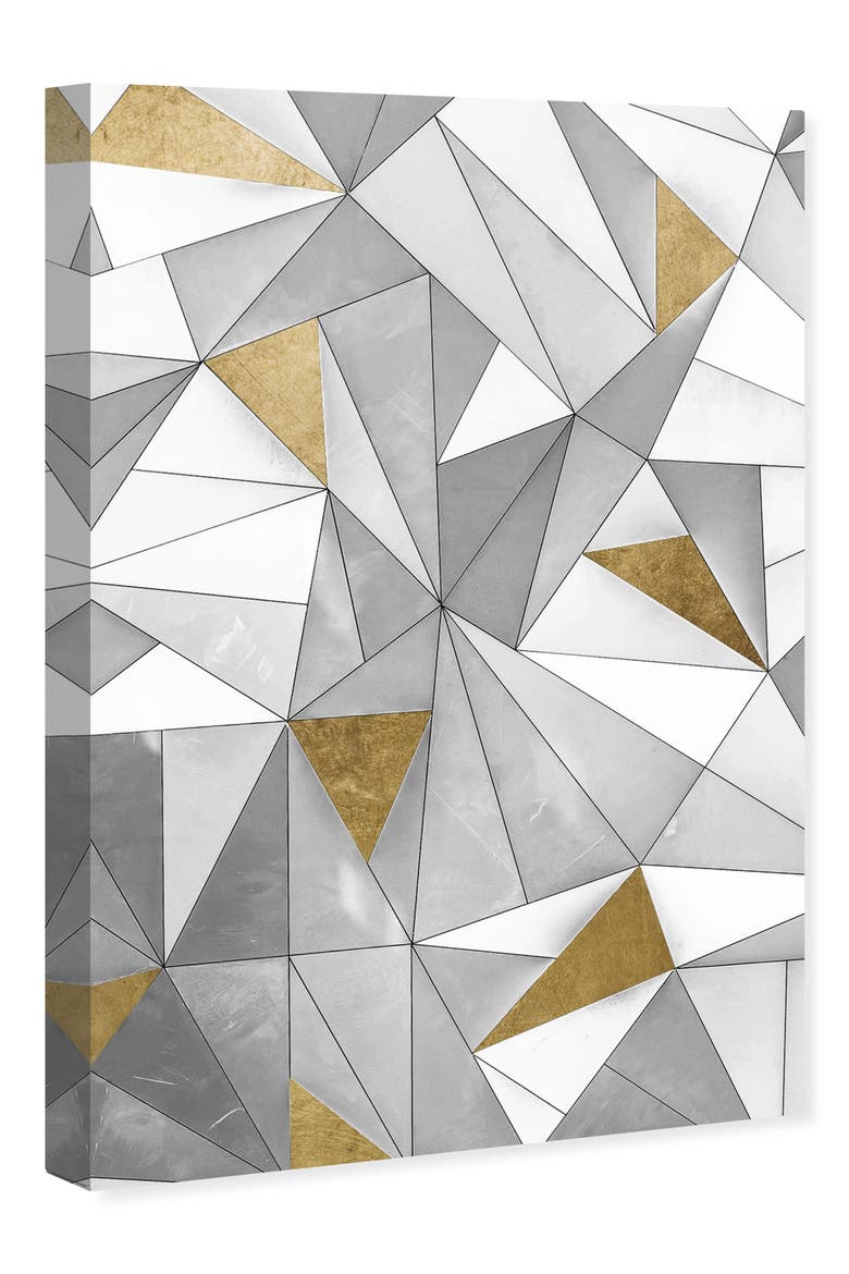 Triangular Wall Canvas Wall Art, Alternate, color, GREY WHITE GOLD