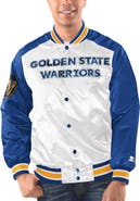 STARTER Men's Starter White/Royal Golden State Warriors Renegade Satin Full-Snap Varsity Jacket