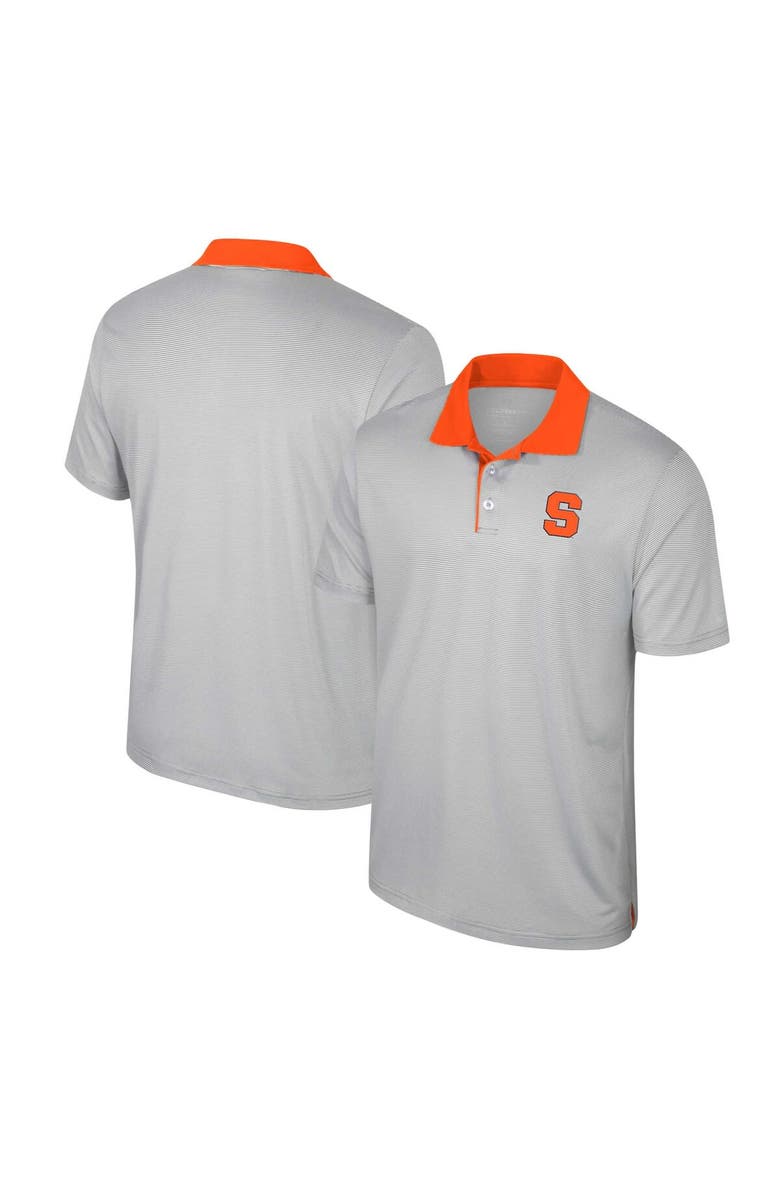 COLOSSEUM Men's Colosseum Gray Syracuse Orange Tuck Striped Polo, Alternate, color,