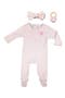 Embroidered Heart Waffle Stitch Footie, Headband & Rattle Set