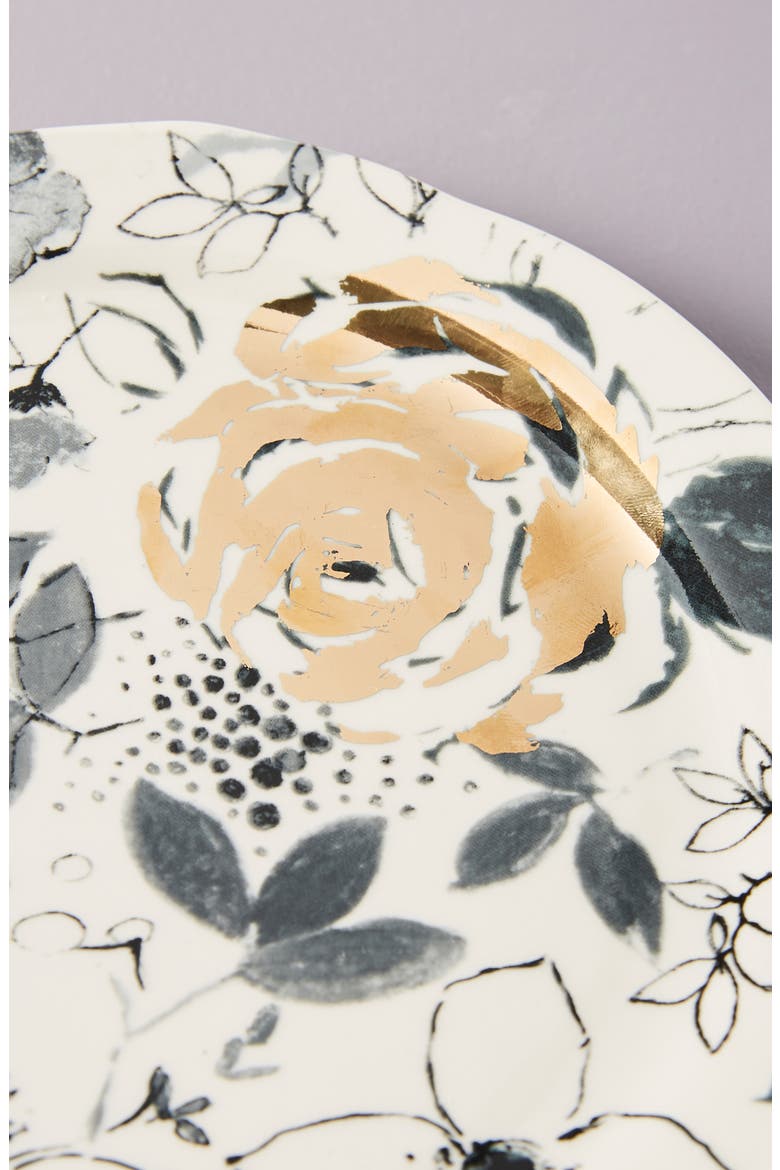 Anthropologie Set of 4 Side Plates, Alternate, color, PINK/ BLACK