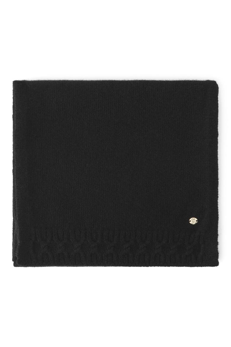 Candine Cable Trim Cashmere Scarf, Alternate, color, BLACK
