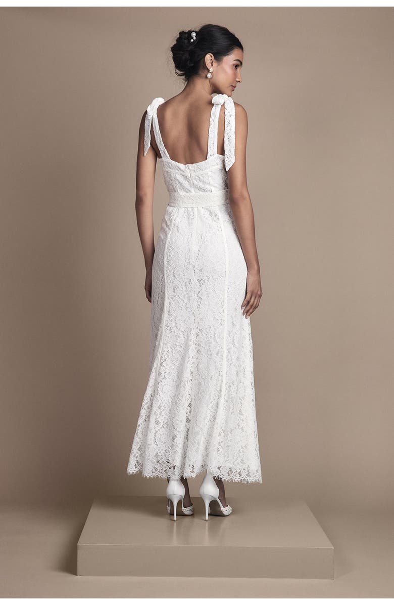 Coast Lace Bow Shoulder Maxi Wedding Dress, Alternate, color, Ivory