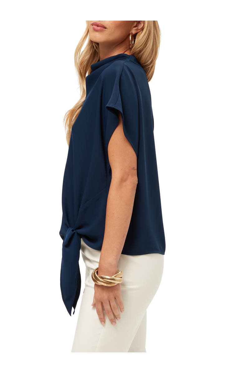 Trina Turk High Neck Tie Hem Bisque Top, Alternate, color, Ink