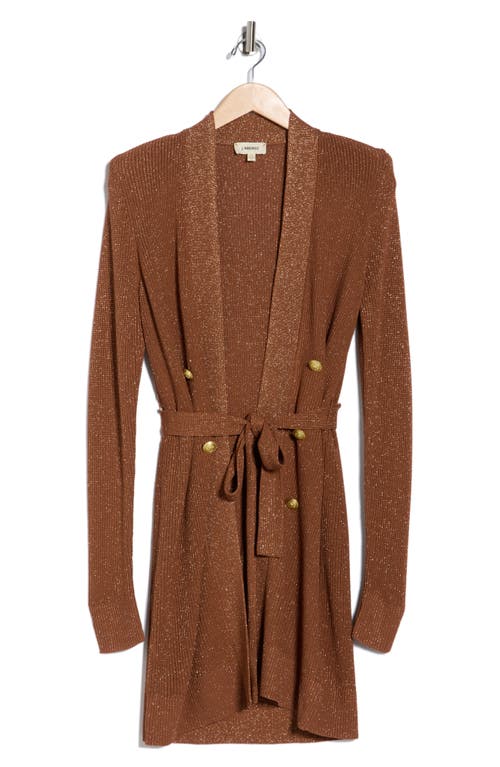 L Agence L'agence Noe Metallic Double Breasted Rib Cardigan In Brown
