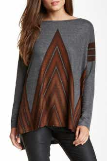 GO COUTURE Printed Dolman Sleeve Sweater