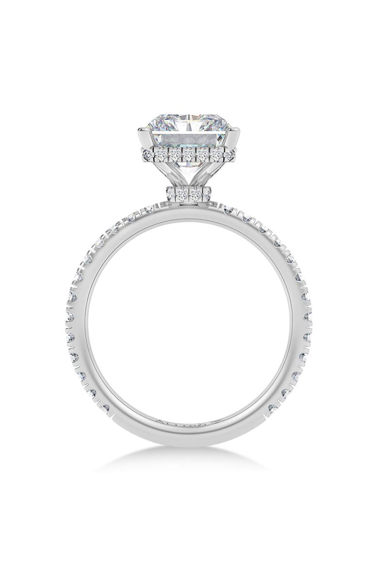 Radiant Cut & Round Lab Diamond Hidden Halo Ring 14K, Alternate, color, 3.60ct/White Gold