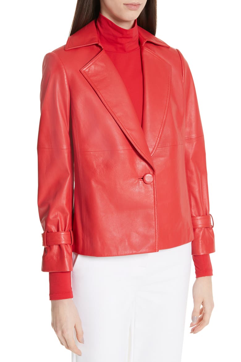 Luxe Nappa Leather Jacket, Alternate, color, CRIMSON