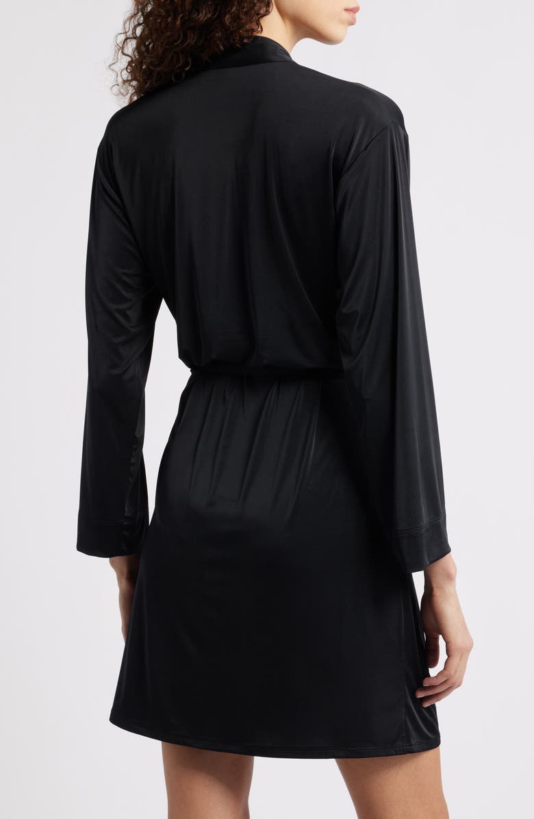 Natori Aphrodite Satin Robe, Alternate, color, Black