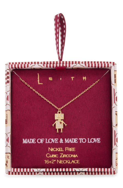 Pavé Robot Pendant Necklace