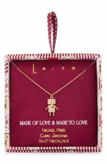 Pavé Robot Pendant Necklace
