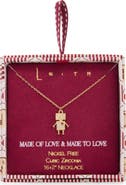 Leith Pavé Robot Pendant Necklace