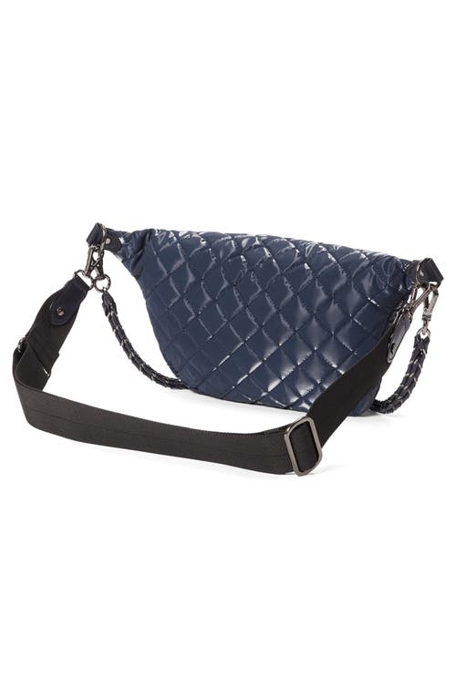 Mz Wallace Small Crosby Quilted Nylon Convertible Sling Bag In Blue