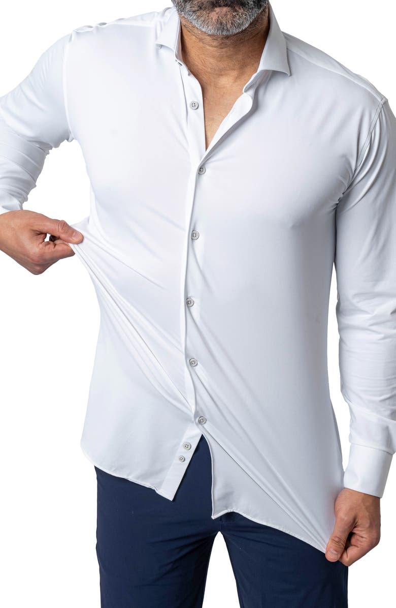 Maceoo Einstein Stretchblotter White Button-Up Shirt, Alternate, color, White