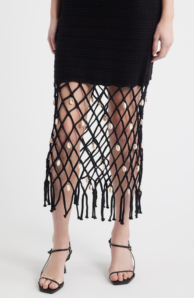 Rails Nastia Shell Embellished Cotton Blend Cover-Up Dress, Alternate, color, Black